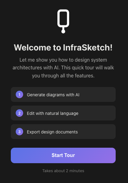 Interactive tutorial showing 3 steps to get started