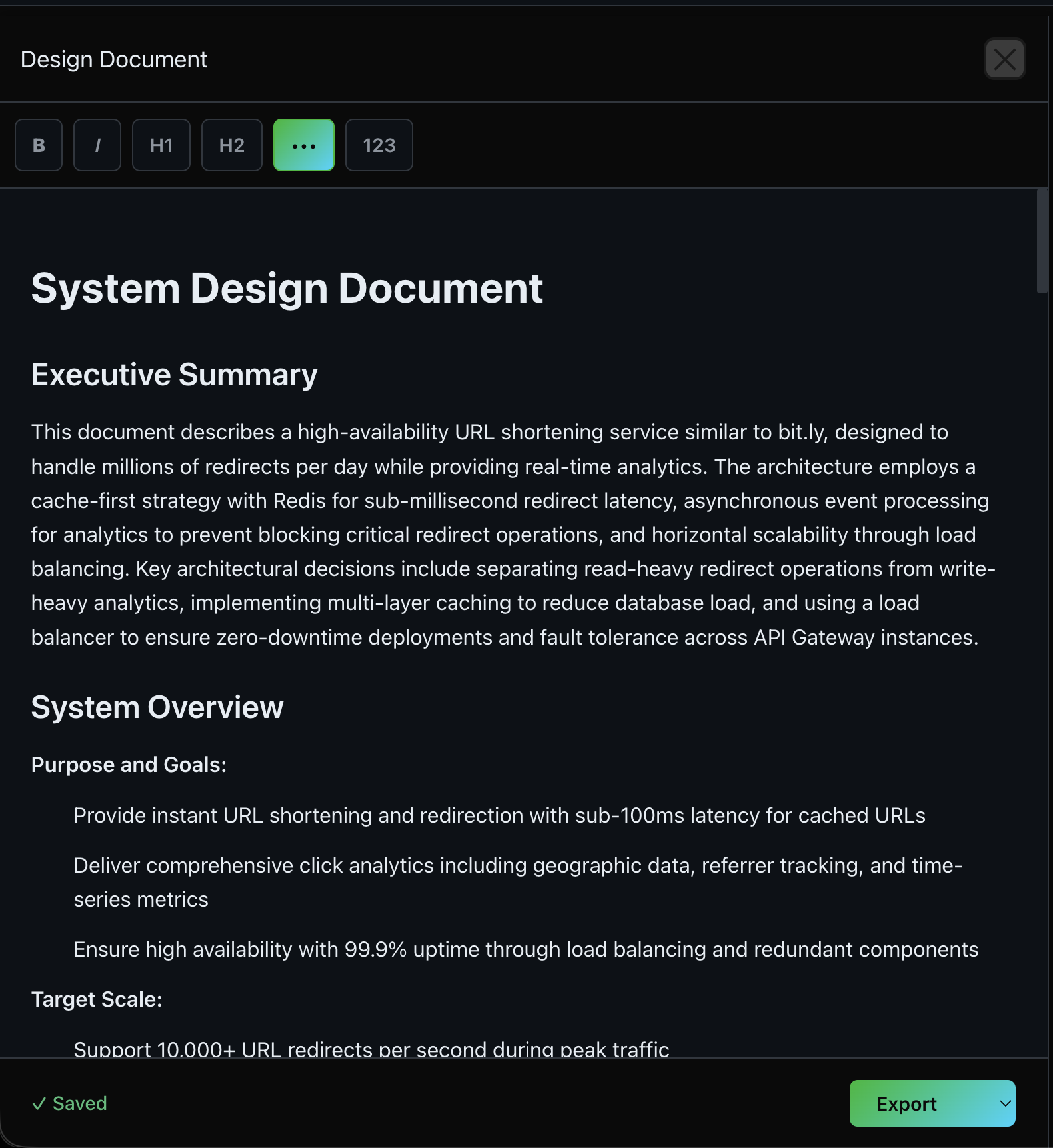 Generated system design document